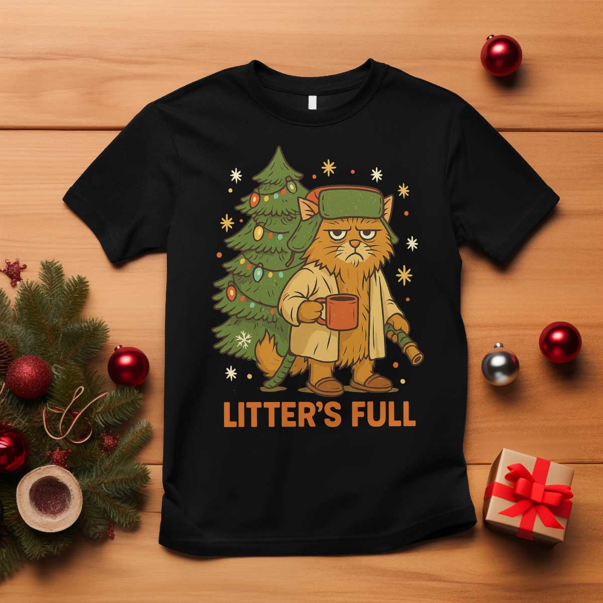Litters Full T Shirt Funny Christmas Vacation Cat - Wonder Print Shop