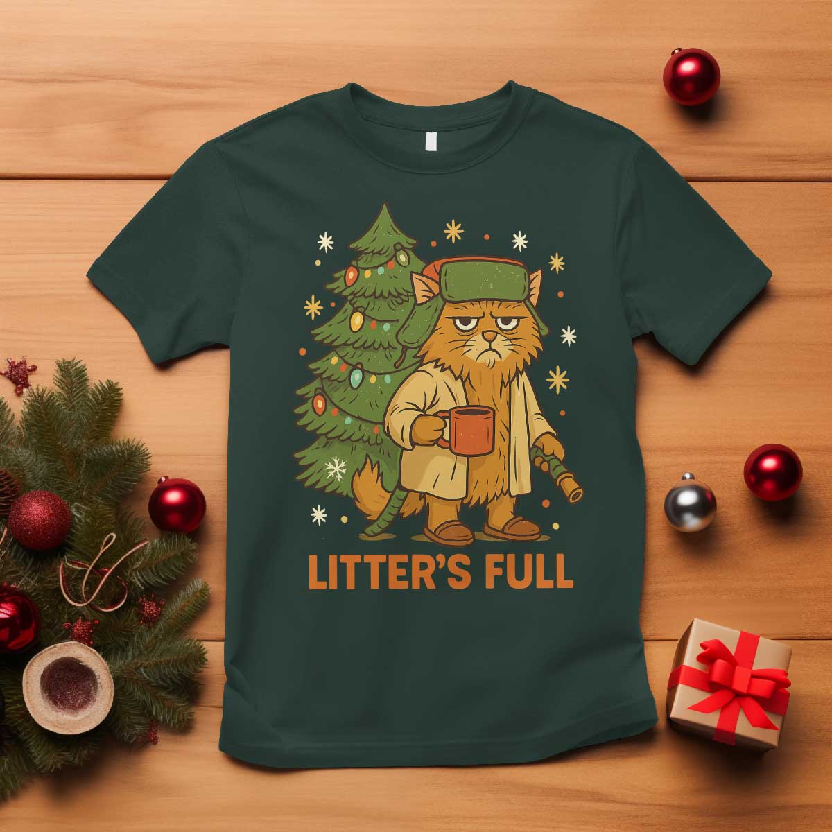 Litters Full T Shirt Funny Christmas Vacation Cat - Wonder Print Shop