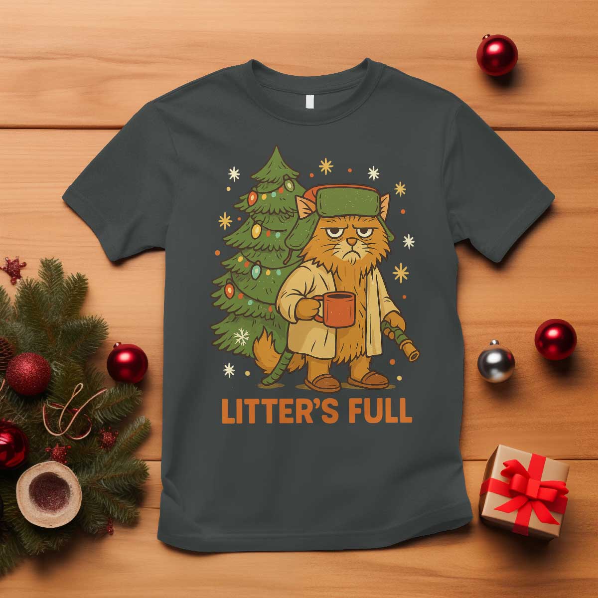 Litters Full T Shirt Funny Christmas Vacation Cat - Wonder Print Shop