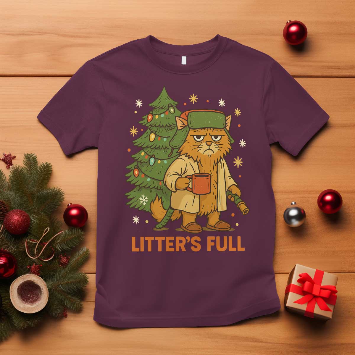 Litters Full T Shirt Funny Christmas Vacation Cat - Wonder Print Shop