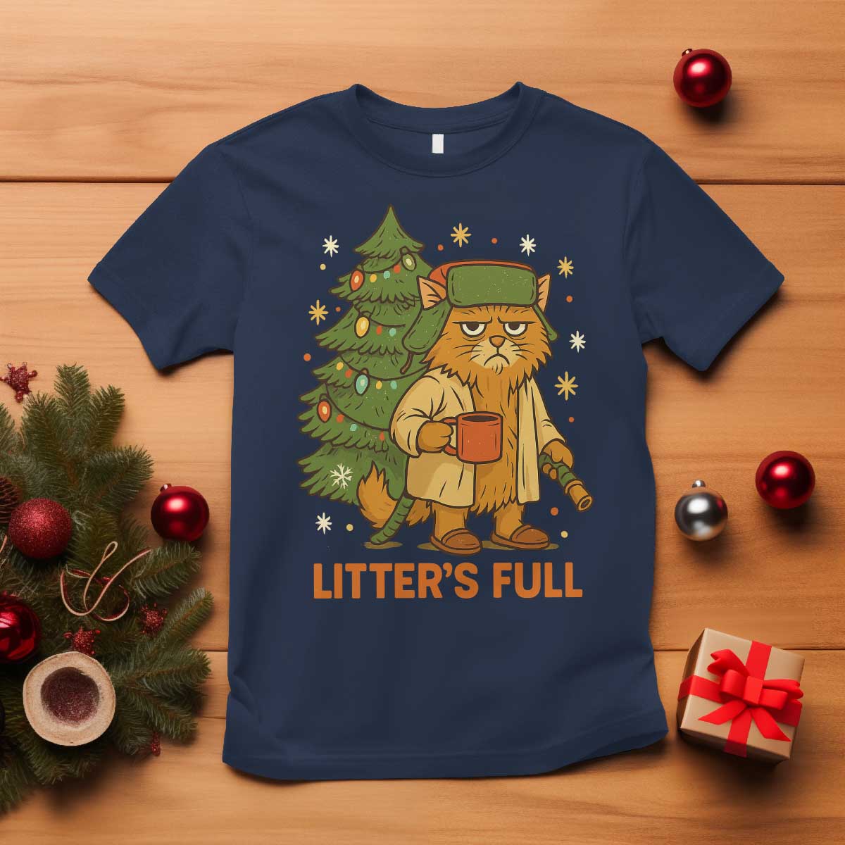 Litters Full T Shirt Funny Christmas Vacation Cat - Wonder Print Shop