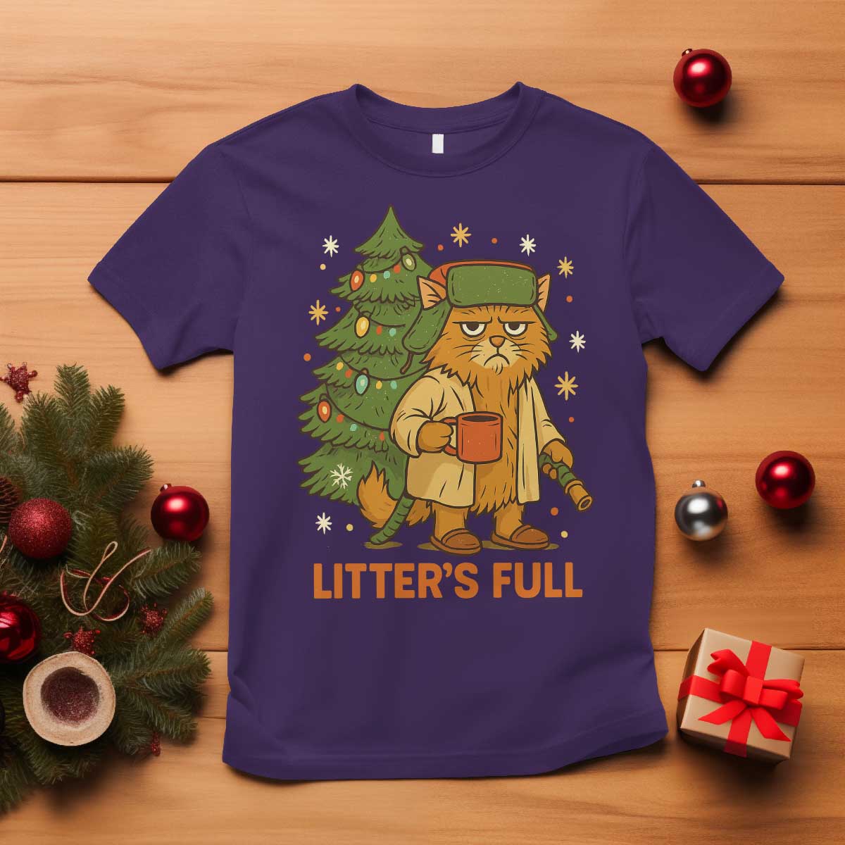 Litters Full T Shirt Funny Christmas Vacation Cat - Wonder Print Shop