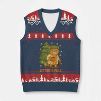 Litters Full V-Neck Knit Sweater Vest Funny Xmas Vacation Cat - Wonder Print Shop
