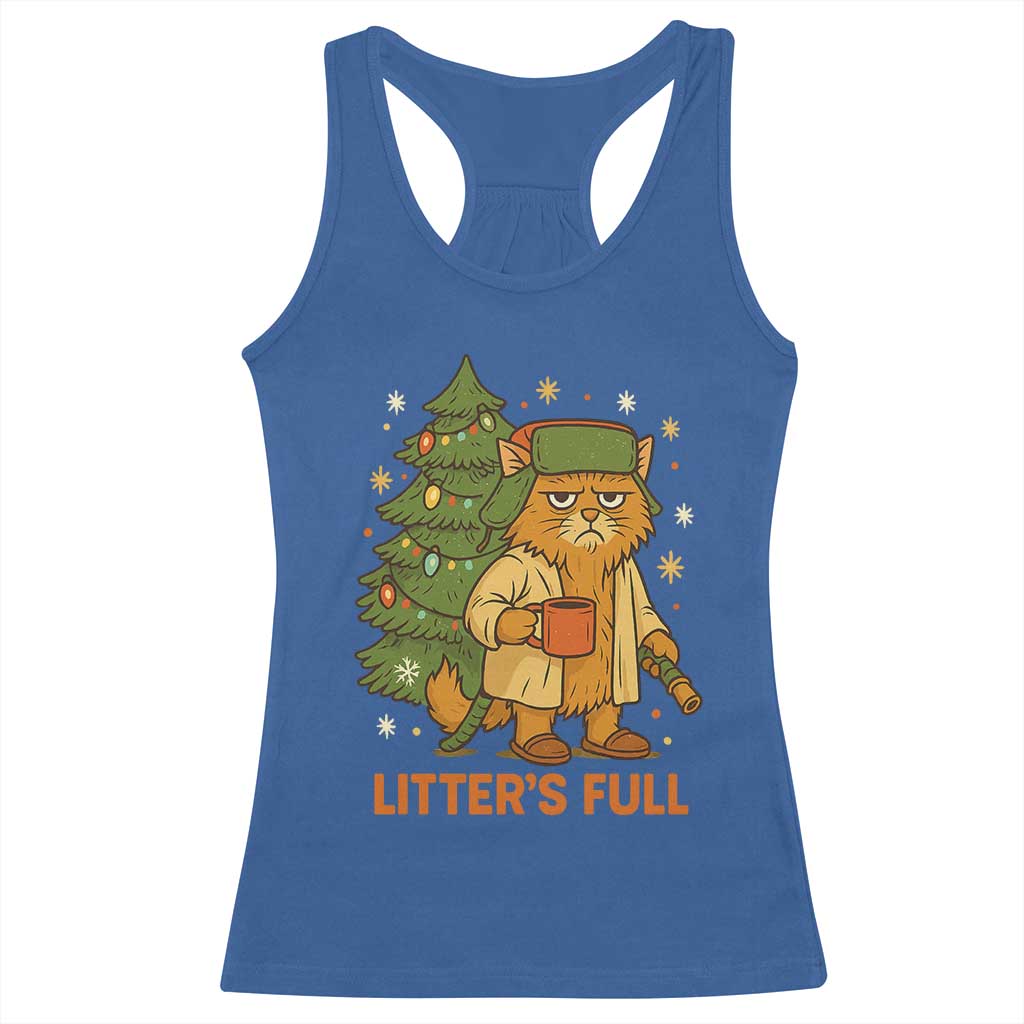Litters Full Racerback Tank Top Funny Christmas Vacation Cat - Wonder Print Shop