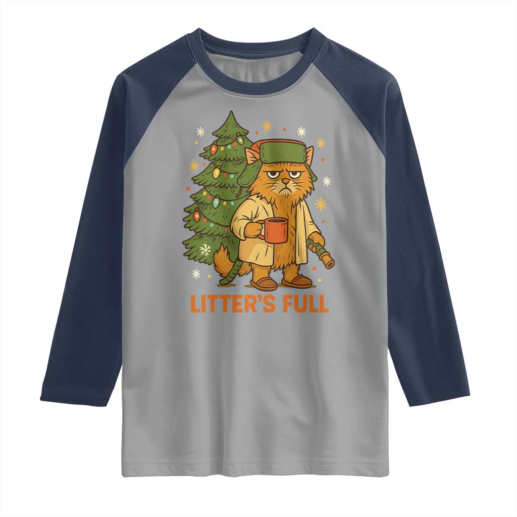 Litters Full Raglan Shirt Funny Christmas Vacation Cat - Wonder Print Shop