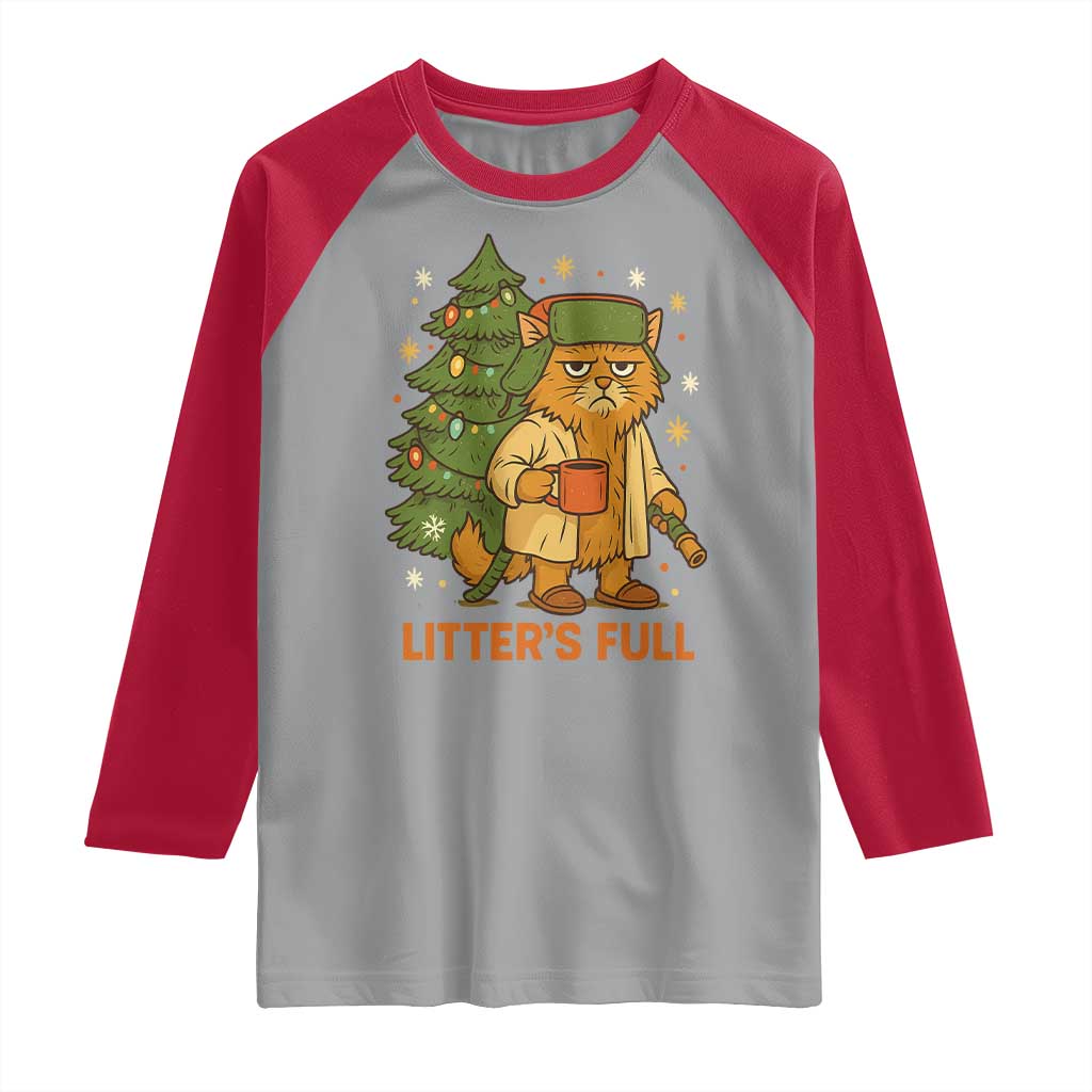Litters Full Raglan Shirt Funny Christmas Vacation Cat - Wonder Print Shop