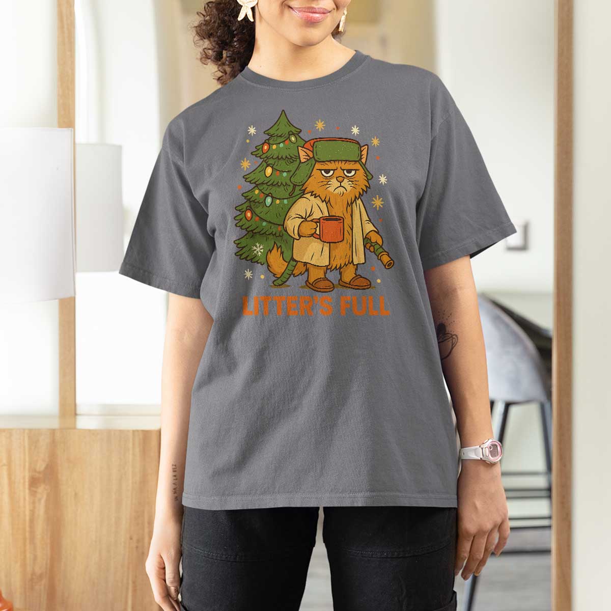 Litters Full T Shirt For Women Funny Christmas Vacation Cat - Wonder Print Shop