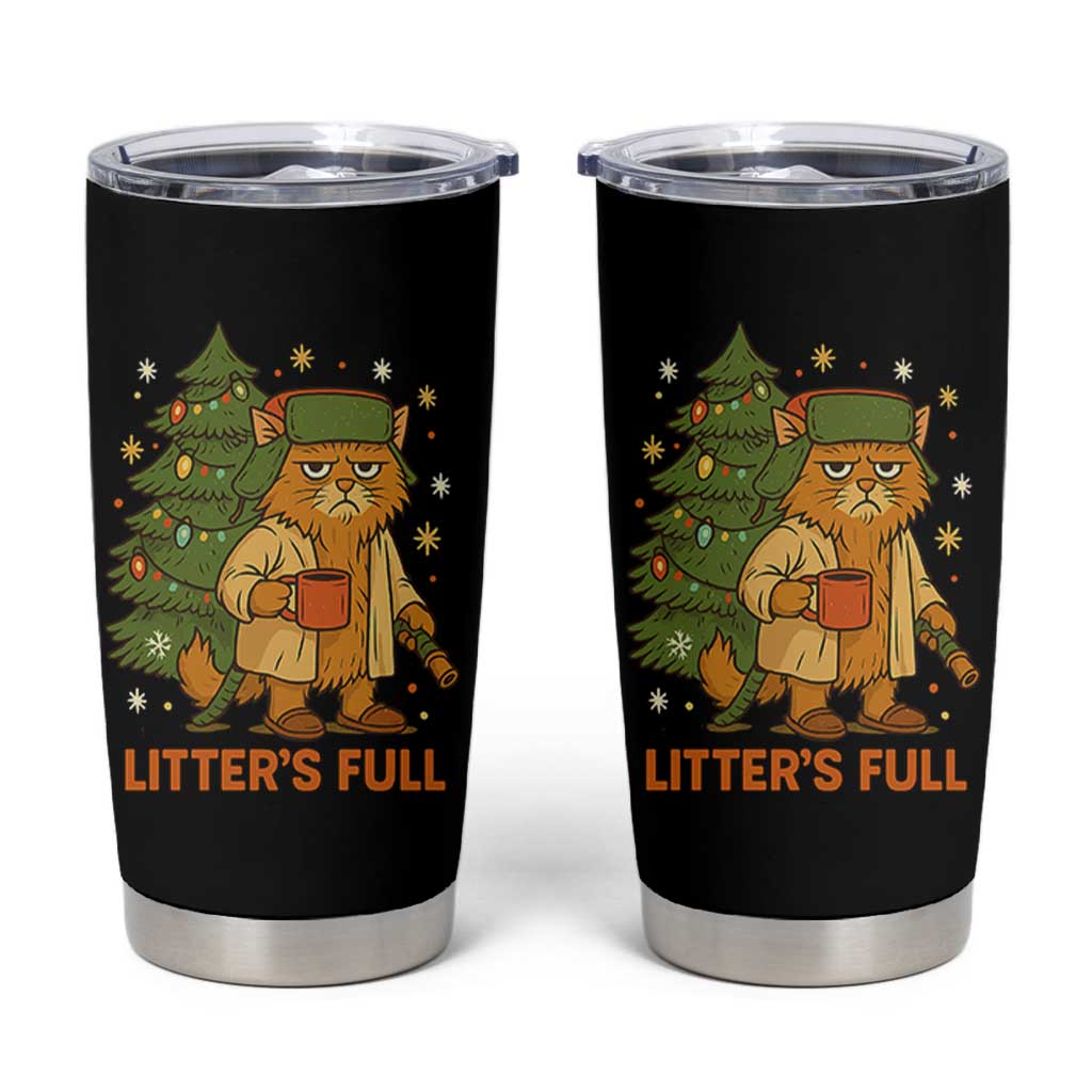 Litters Full Tumbler Cup Funny Christmas Vacation Cat - Wonder Print Shop