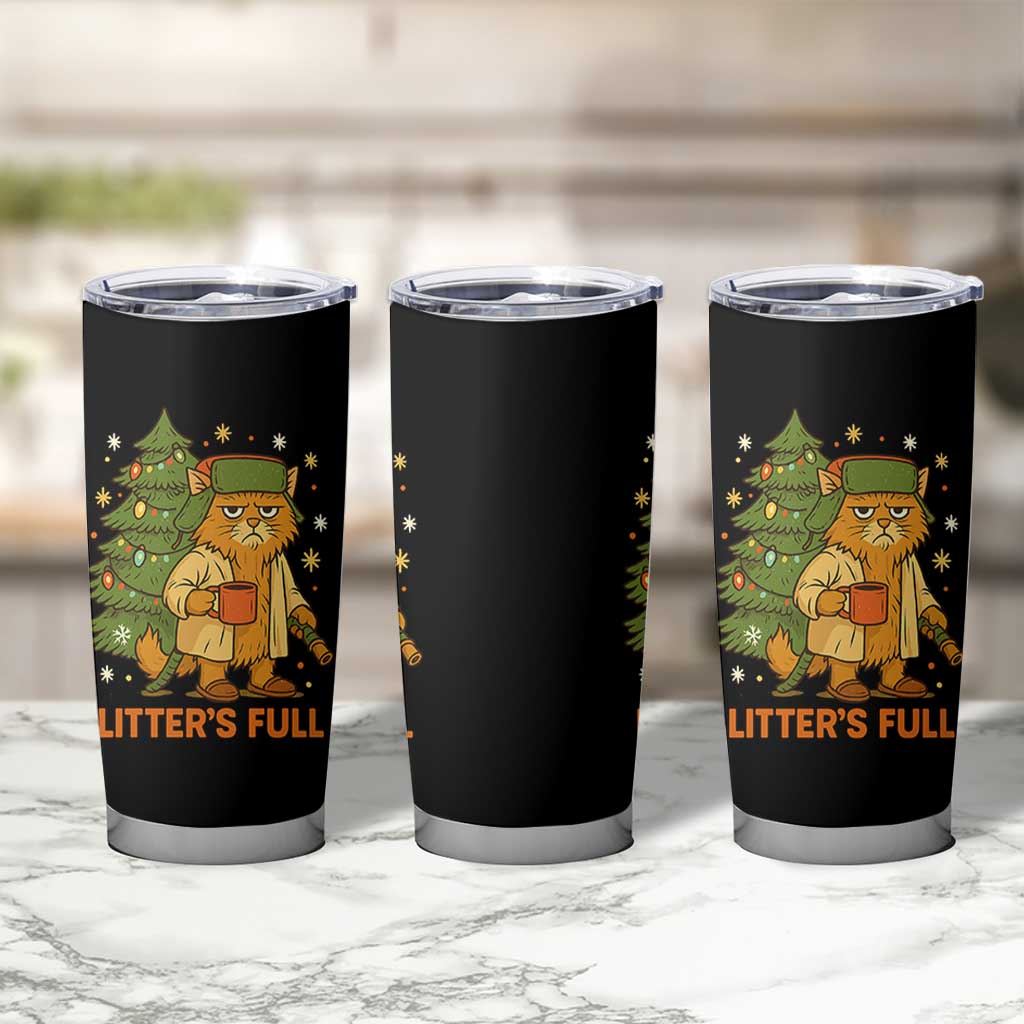 Litters Full Tumbler Cup Funny Christmas Vacation Cat - Wonder Print Shop