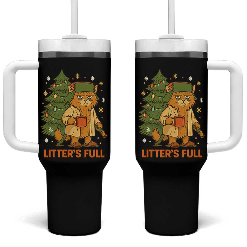 Litters Full Tumbler With Handle Funny Christmas Vacation Cat - Wonder Print Shop