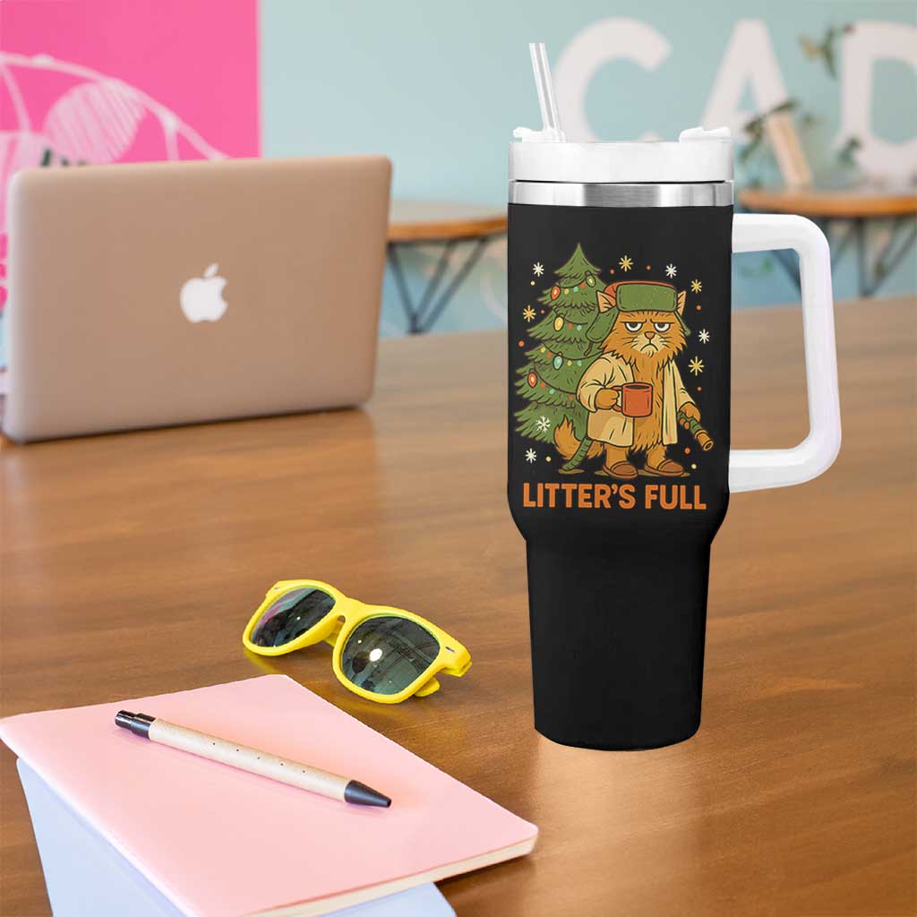 Litters Full Tumbler With Handle Funny Christmas Vacation Cat - Wonder Print Shop