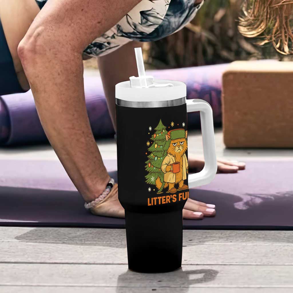 Litters Full Tumbler With Handle Funny Christmas Vacation Cat - Wonder Print Shop