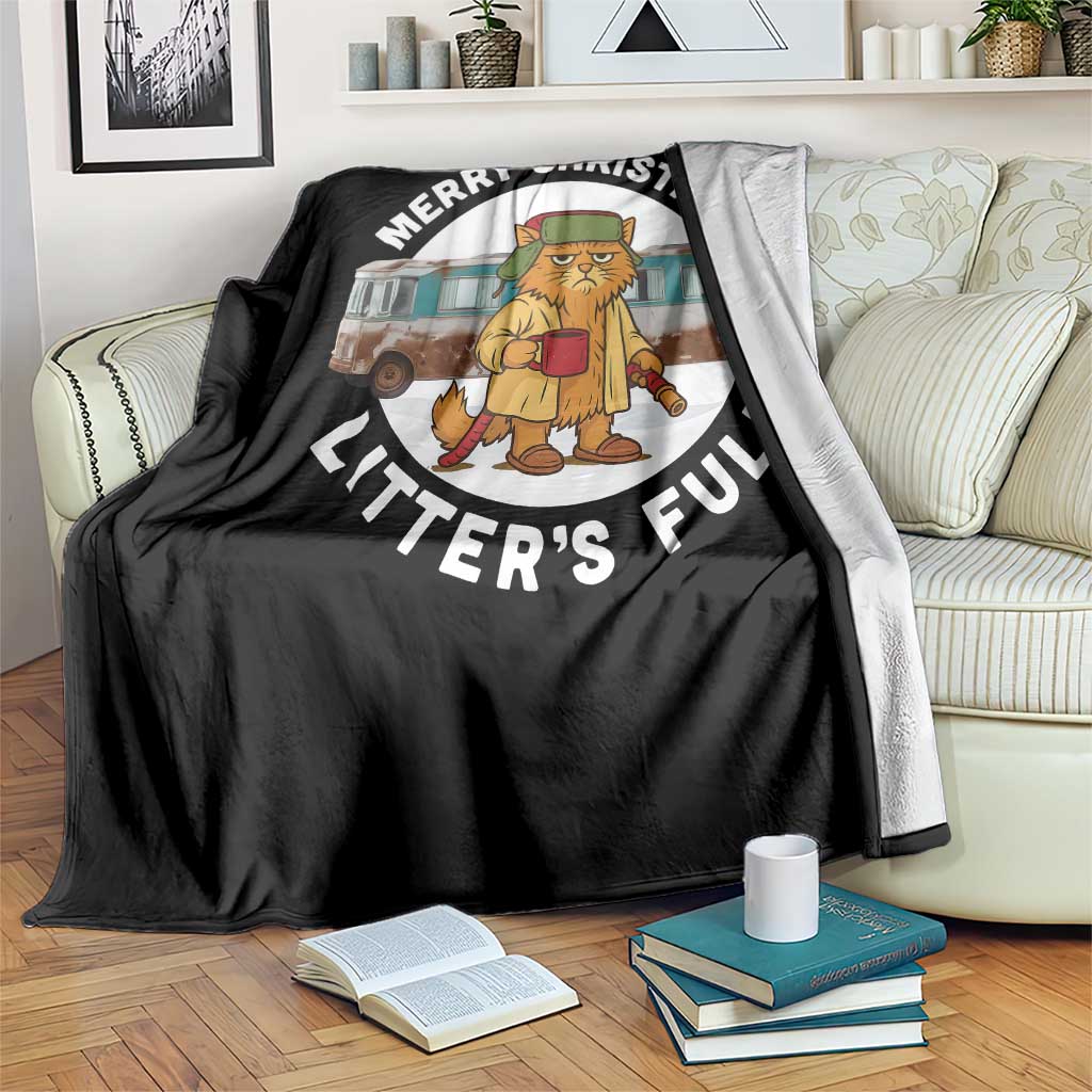 Merry Christmas Litters Full Throw Blanket Funny Christmas Vacation Cat - Wonder Print Shop
