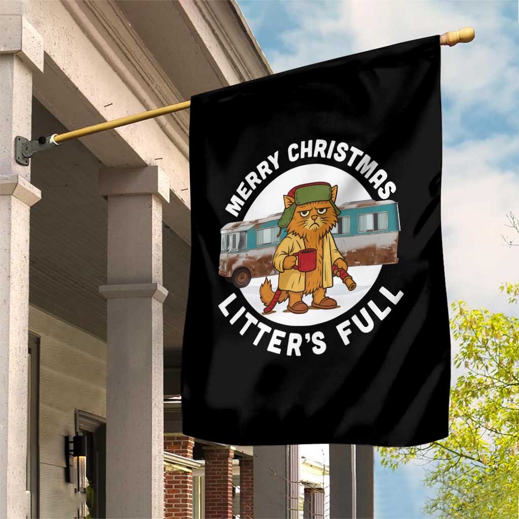 Merry Christmas Litters Full Garden Flag Funny Christmas Vacation Cat - Wonder Print Shop