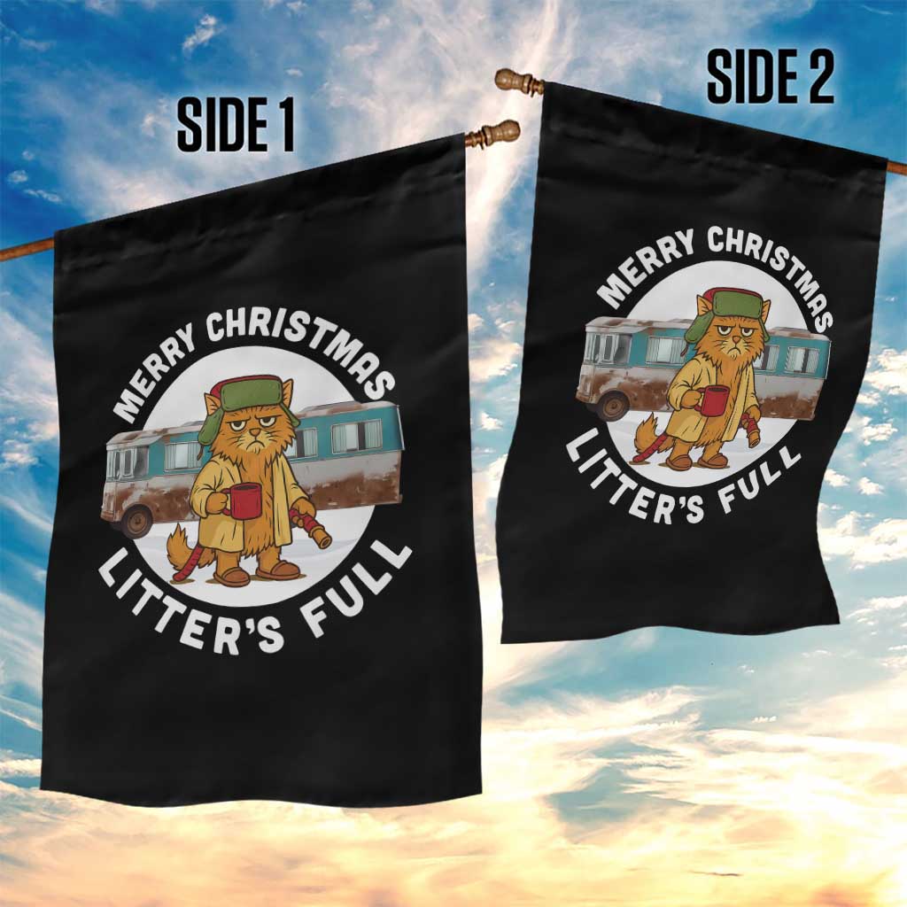 Merry Christmas Litters Full Garden Flag Funny Christmas Vacation Cat - Wonder Print Shop