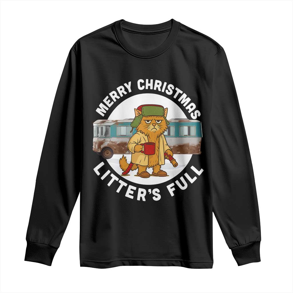 Merry Christmas Litters Full Long Sleeve Shirt Funny Christmas Vacation Cat - Wonder Print Shop