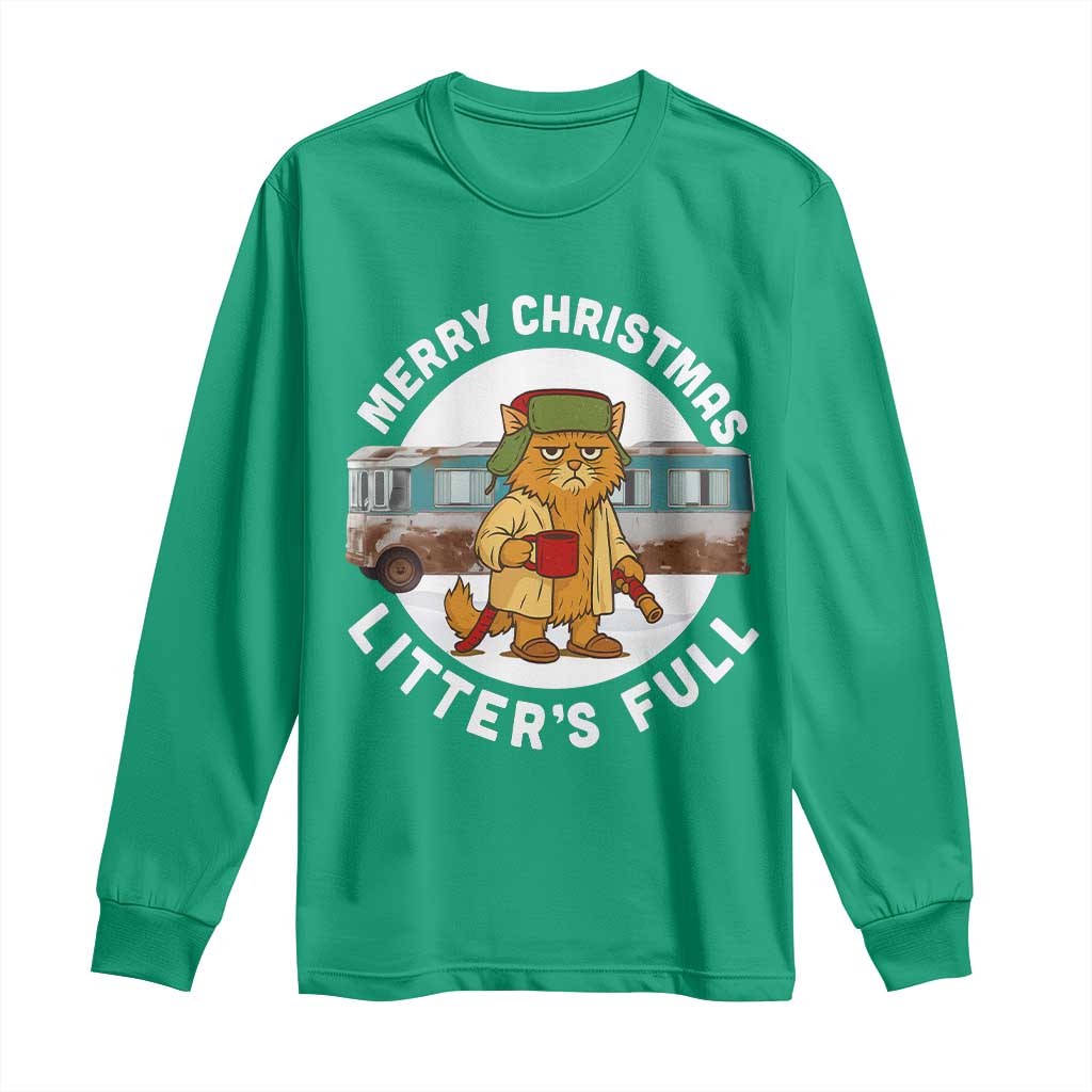 Merry Christmas Litters Full Long Sleeve Shirt Funny Christmas Vacation Cat - Wonder Print Shop