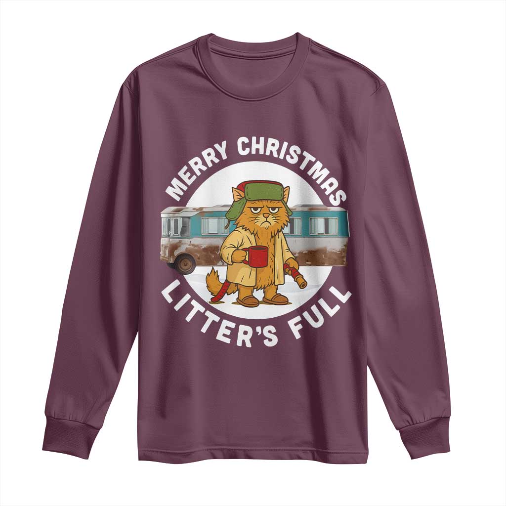 Merry Christmas Litters Full Long Sleeve Shirt Funny Christmas Vacation Cat - Wonder Print Shop