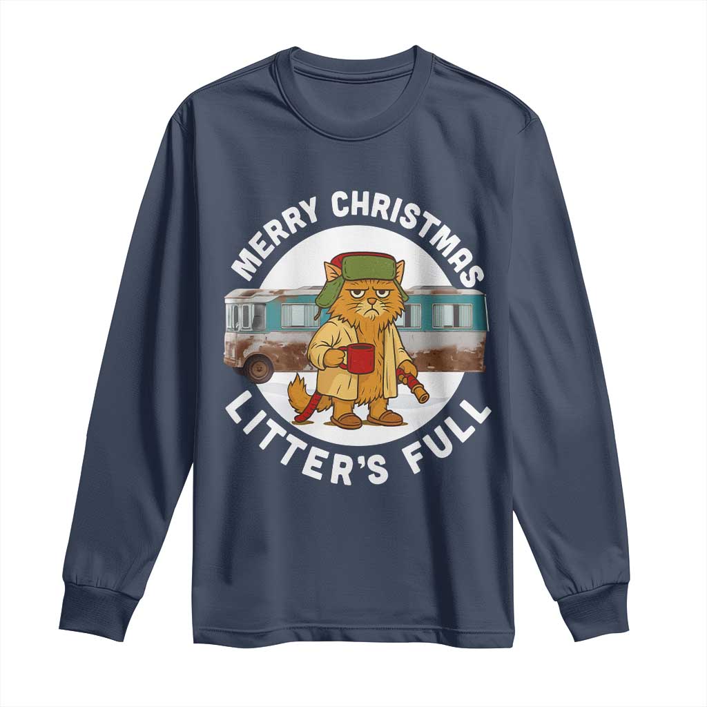 Merry Christmas Litters Full Long Sleeve Shirt Funny Christmas Vacation Cat - Wonder Print Shop