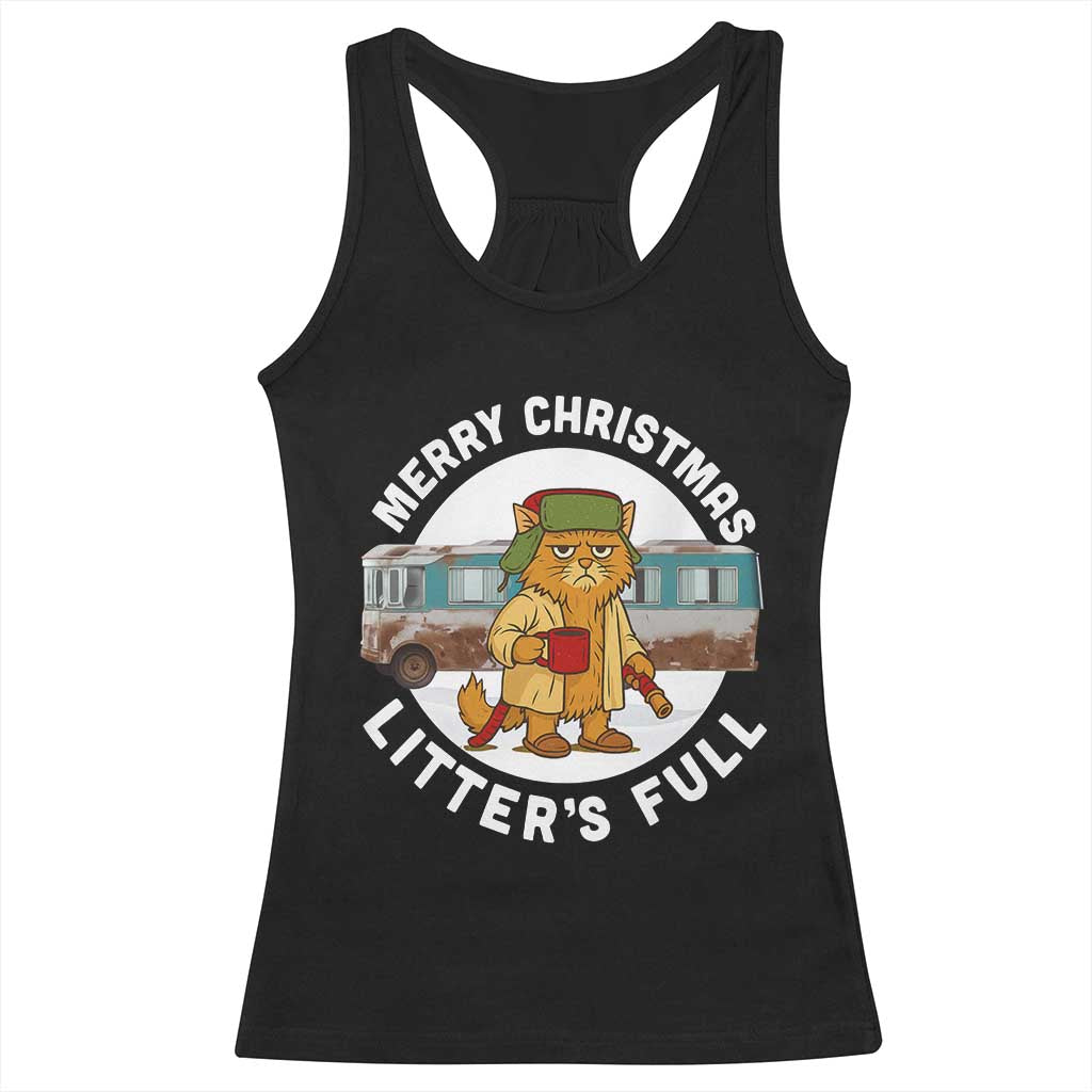 Merry Christmas Litters Full Racerback Tank Top Funny Christmas Vacation Cat - Wonder Print Shop