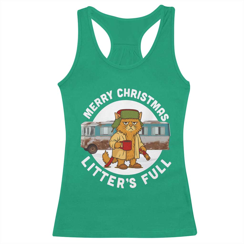 Merry Christmas Litters Full Racerback Tank Top Funny Christmas Vacation Cat - Wonder Print Shop