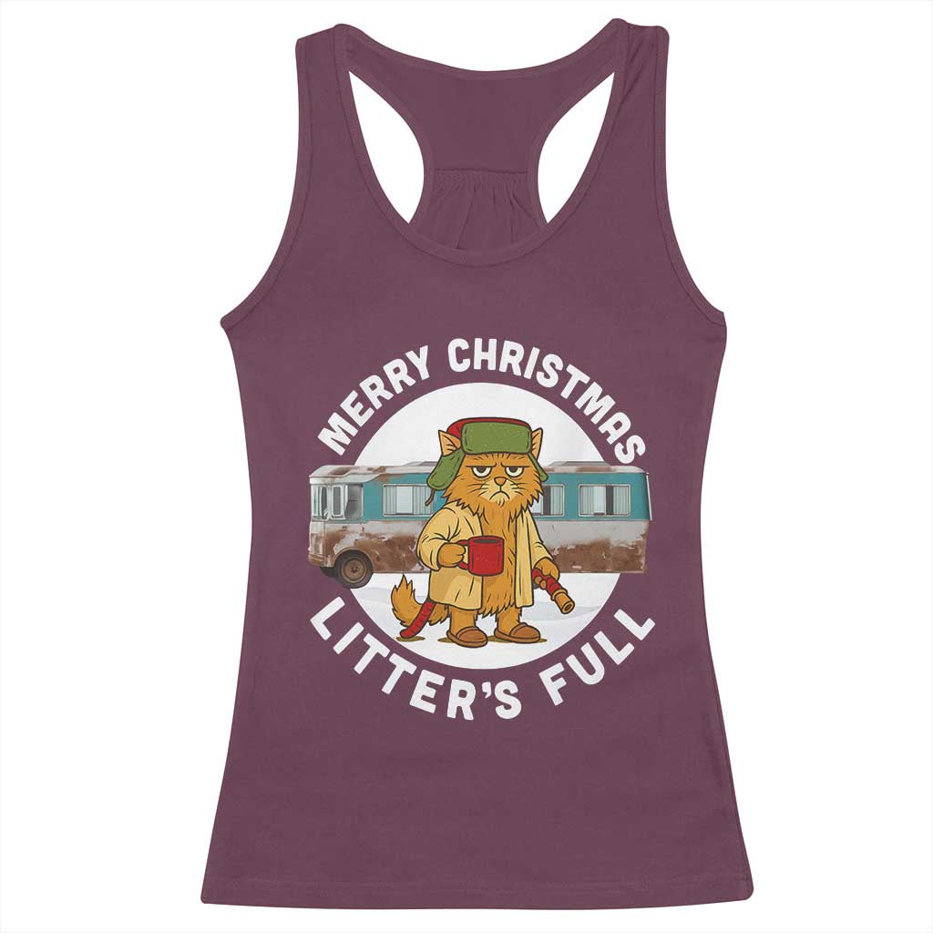 Merry Christmas Litters Full Racerback Tank Top Funny Christmas Vacation Cat - Wonder Print Shop