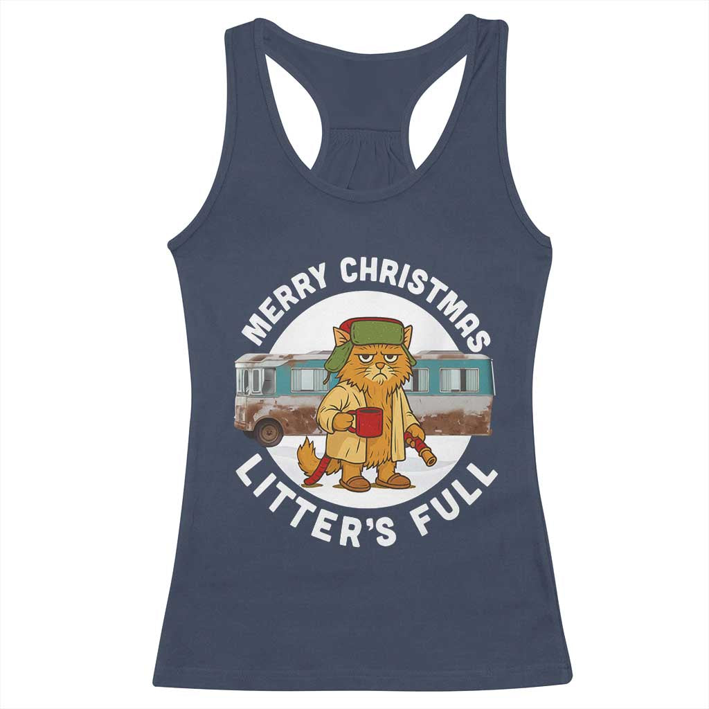 Merry Christmas Litters Full Racerback Tank Top Funny Christmas Vacation Cat - Wonder Print Shop