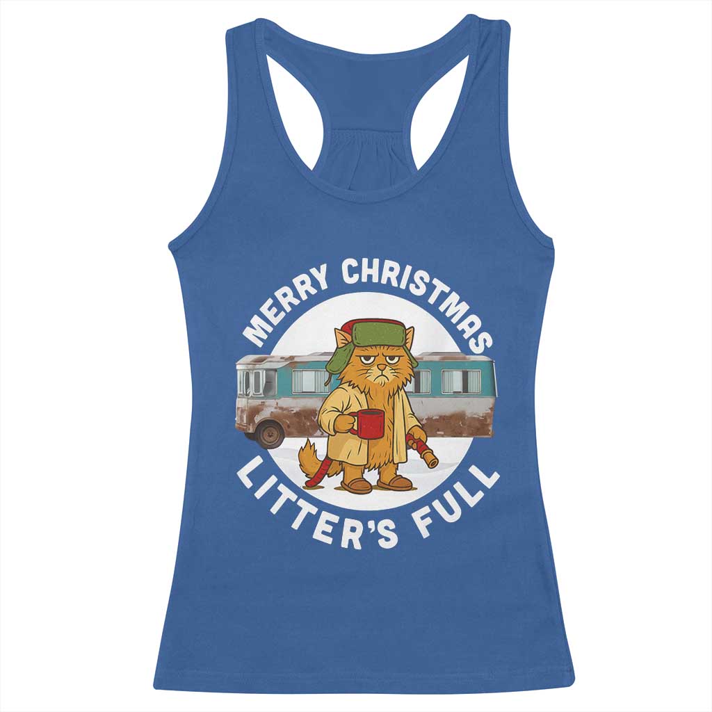 Merry Christmas Litters Full Racerback Tank Top Funny Christmas Vacation Cat - Wonder Print Shop