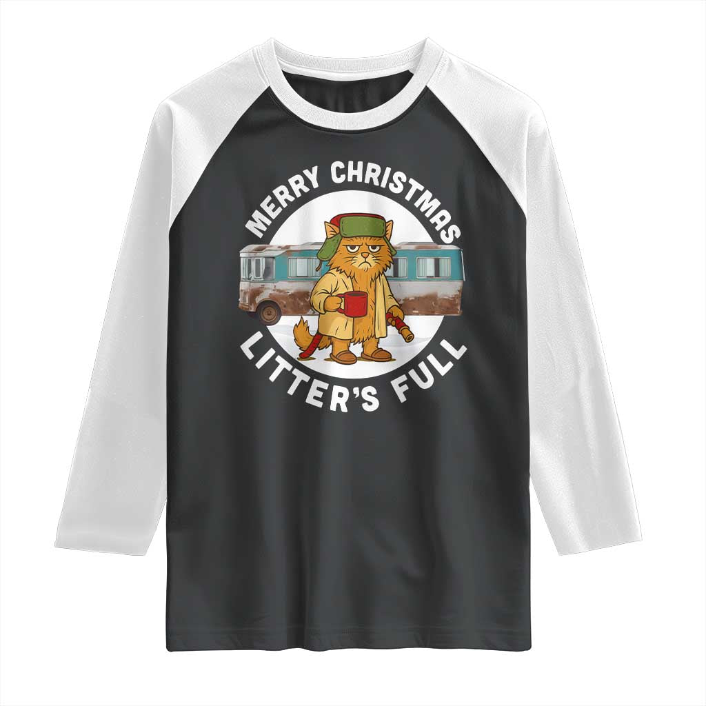 Merry Christmas Litters Full Raglan Shirt Funny Christmas Vacation Cat - Wonder Print Shop