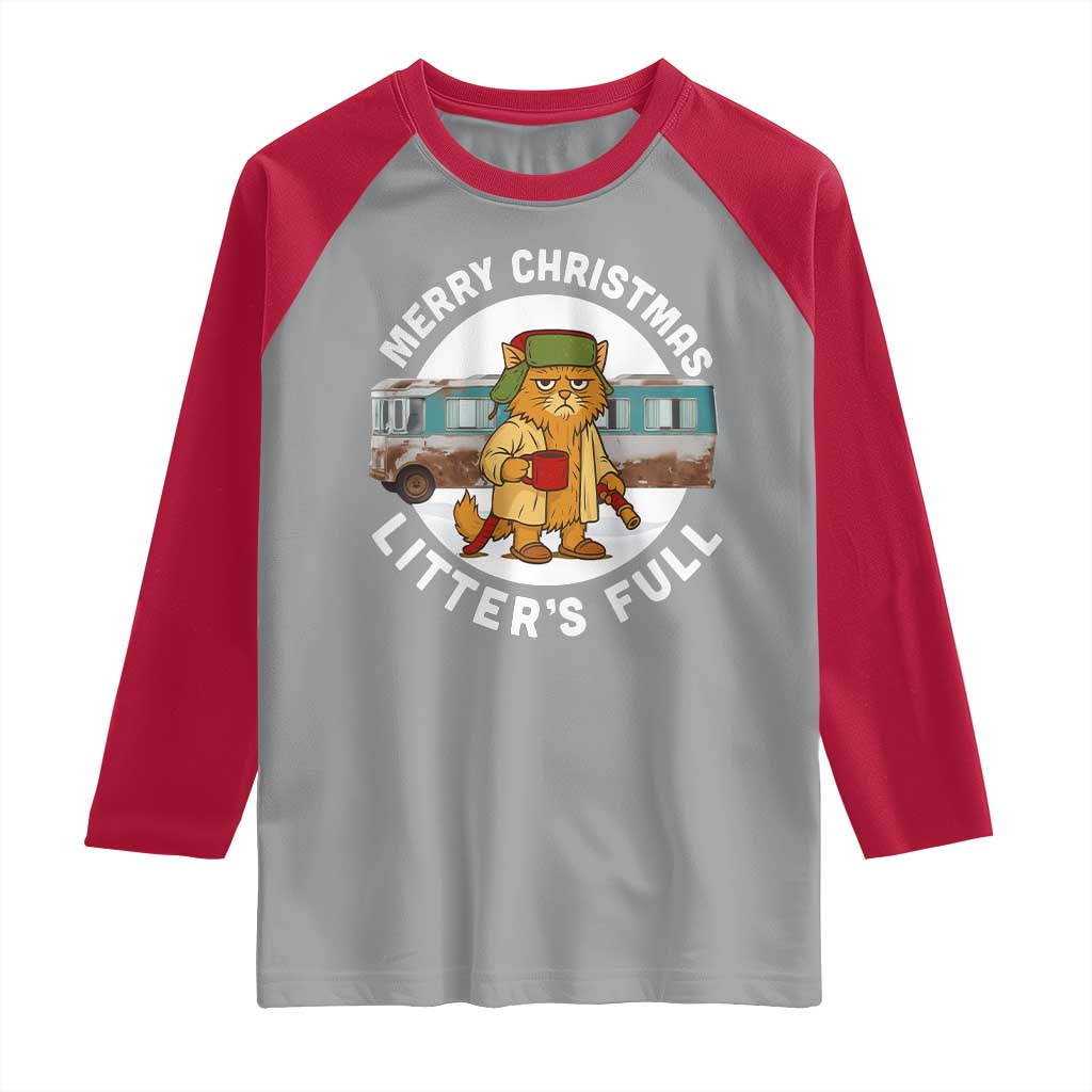Merry Christmas Litters Full Raglan Shirt Funny Christmas Vacation Cat - Wonder Print Shop