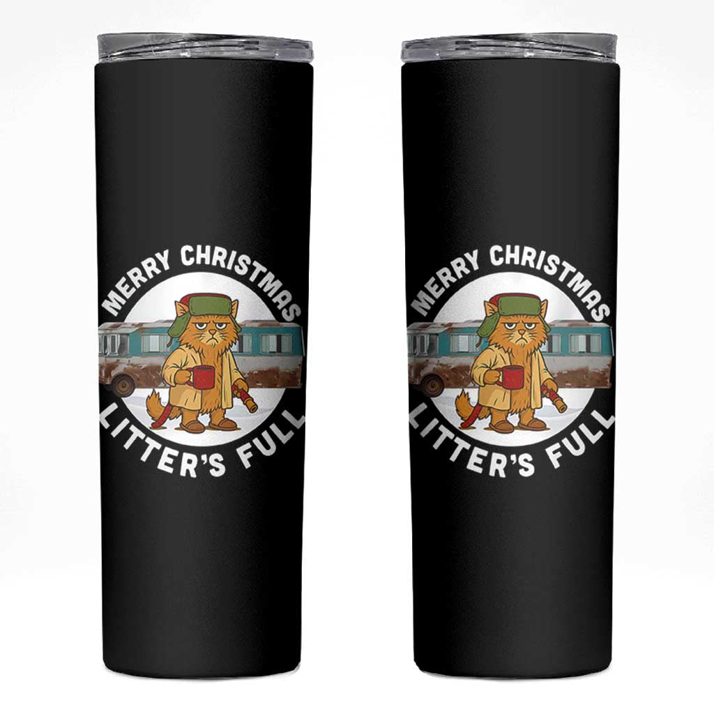 Merry Christmas Litters Full Skinny Tumbler Funny Christmas Vacation Cat - Wonder Print Shop