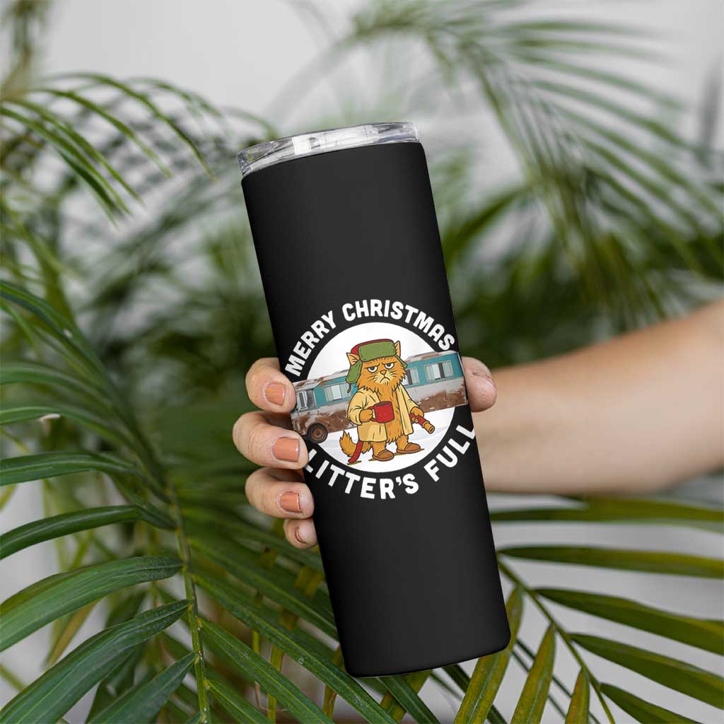 Merry Christmas Litters Full Skinny Tumbler Funny Christmas Vacation Cat - Wonder Print Shop