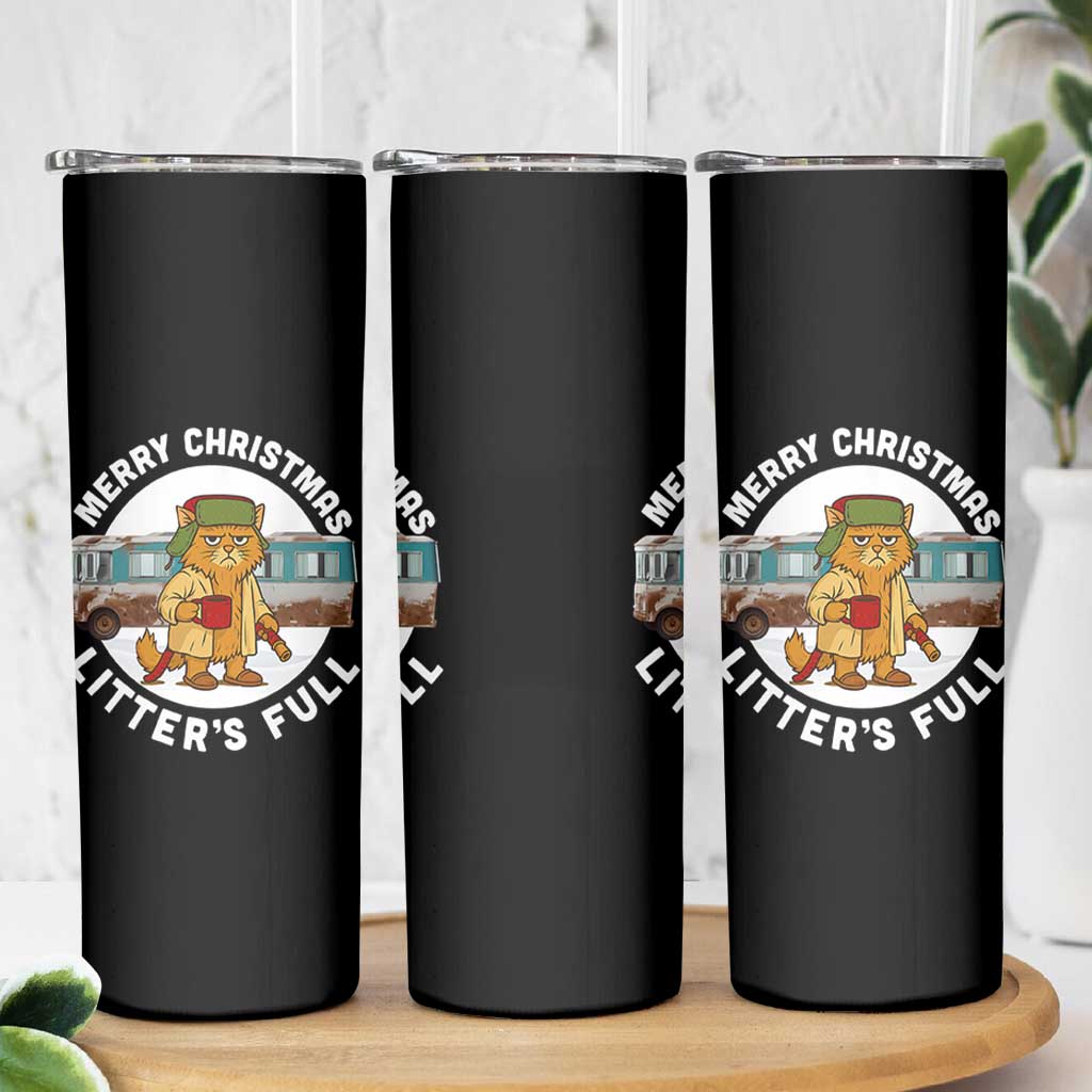 Merry Christmas Litters Full Skinny Tumbler Funny Christmas Vacation Cat - Wonder Print Shop