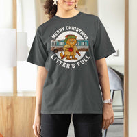 Merry Christmas Litters Full T Shirt For Women Funny Christmas Vacation Cat - Wonder Print Shop