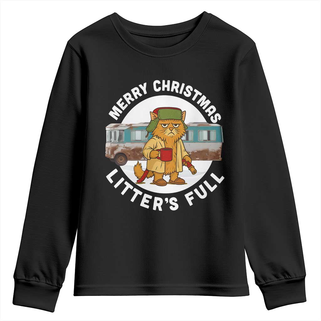 Merry Christmas Litters Full Youth Sweatshirt Funny Christmas Vacation Cat - Wonder Print Shop