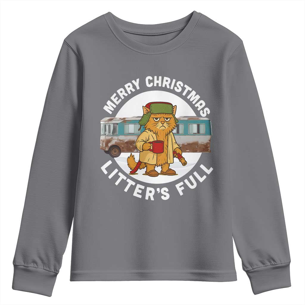 Merry Christmas Litters Full Youth Sweatshirt Funny Christmas Vacation Cat - Wonder Print Shop