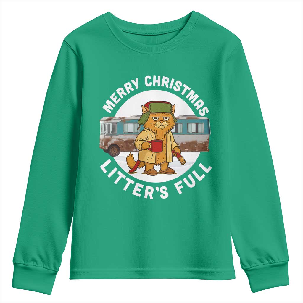 Merry Christmas Litters Full Youth Sweatshirt Funny Christmas Vacation Cat - Wonder Print Shop