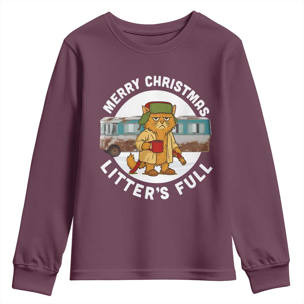 Merry Christmas Litters Full Youth Sweatshirt Funny Christmas Vacation Cat - Wonder Print Shop