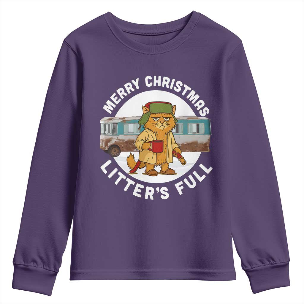 Merry Christmas Litters Full Youth Sweatshirt Funny Christmas Vacation Cat - Wonder Print Shop