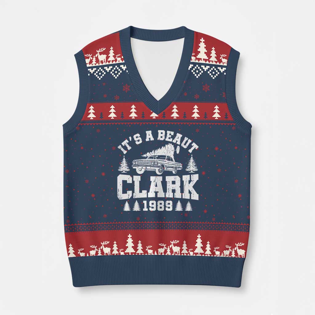 It's a Beaut Clark V-Neck Knit Sweater Vest Funny Xmas Vacation - Wonder Print Shop