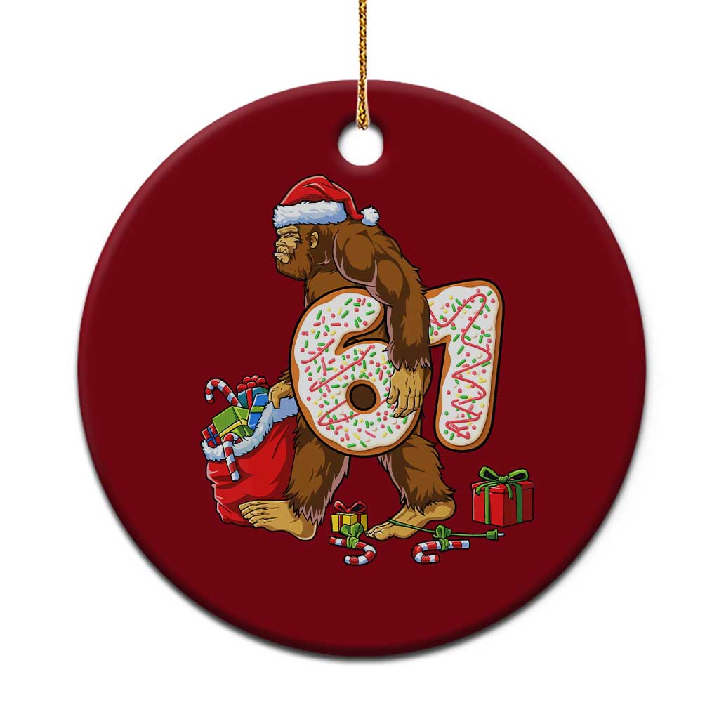 Christmas Bigfoot 67 Meme Ceramic Ornament Funny Six Seven Gen Alpha Slang Sasquatch - Wonder Print Shop