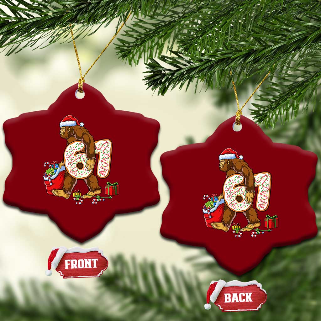 Christmas Bigfoot 67 Meme Ceramic Ornament Funny Six Seven Gen Alpha Slang Sasquatch - Wonder Print Shop