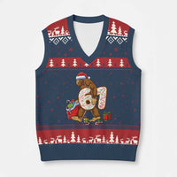 Xmas Bigfoot 67 Meme V-Neck Knit Sweater Vest Funny Six Seven Gen Alpha Slang Sasquatch - Wonder Print Shop