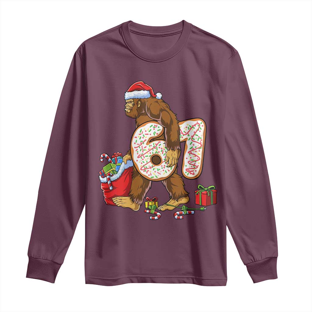 Christmas Bigfoot 67 Meme Long Sleeve Shirt Funny Six Seven Gen Alpha Slang Sasquatch - Wonder Print Shop
