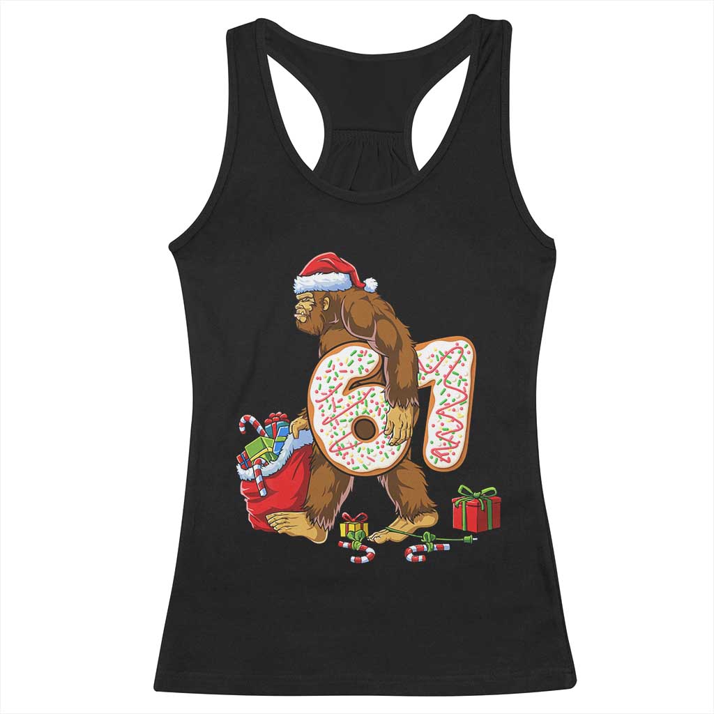 Christmas Bigfoot 67 Meme Racerback Tank Top Funny Six Seven Gen Alpha Slang Sasquatch - Wonder Print Shop