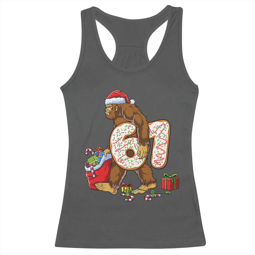Christmas Bigfoot 67 Meme Racerback Tank Top Funny Six Seven Gen Alpha Slang Sasquatch - Wonder Print Shop