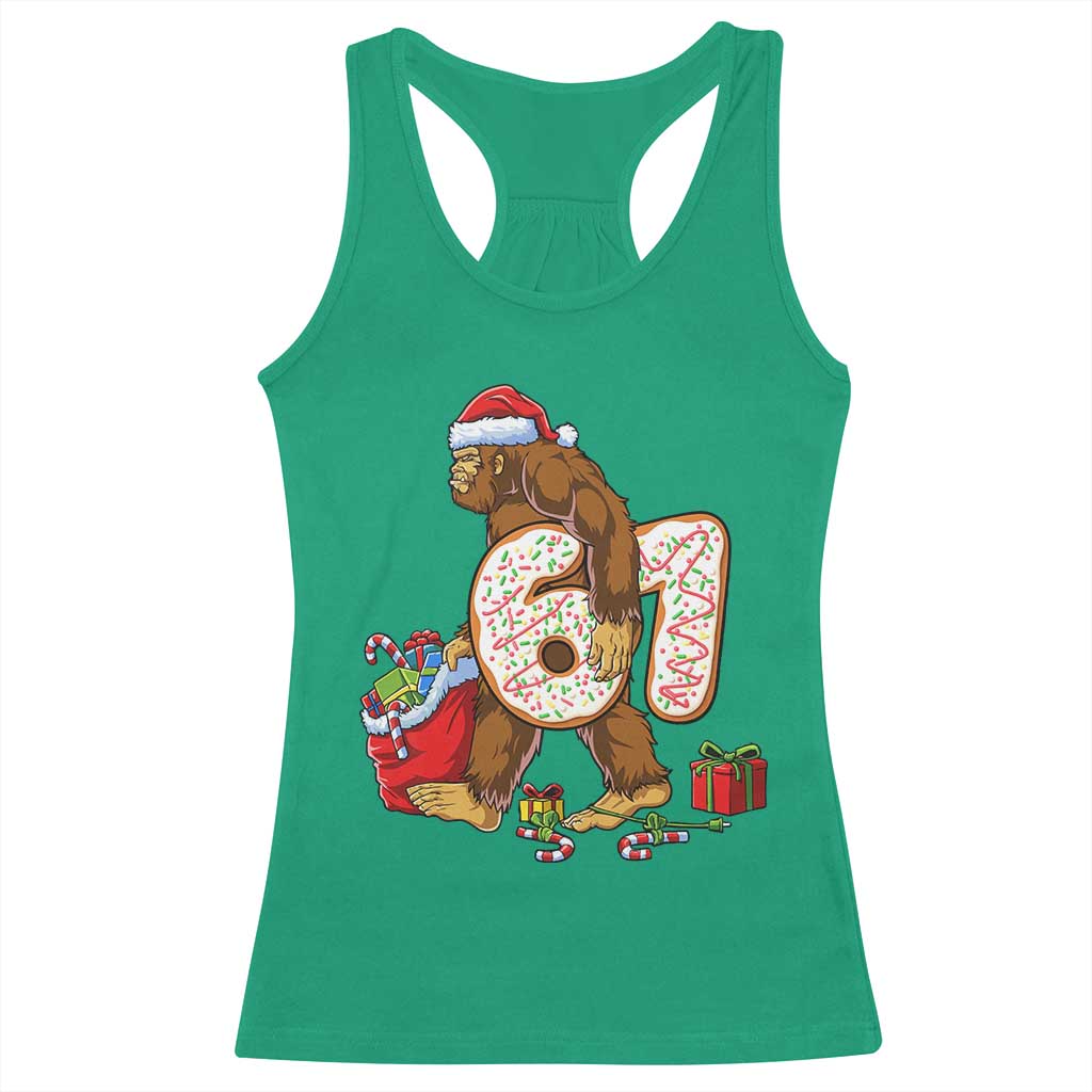 Christmas Bigfoot 67 Meme Racerback Tank Top Funny Six Seven Gen Alpha Slang Sasquatch - Wonder Print Shop