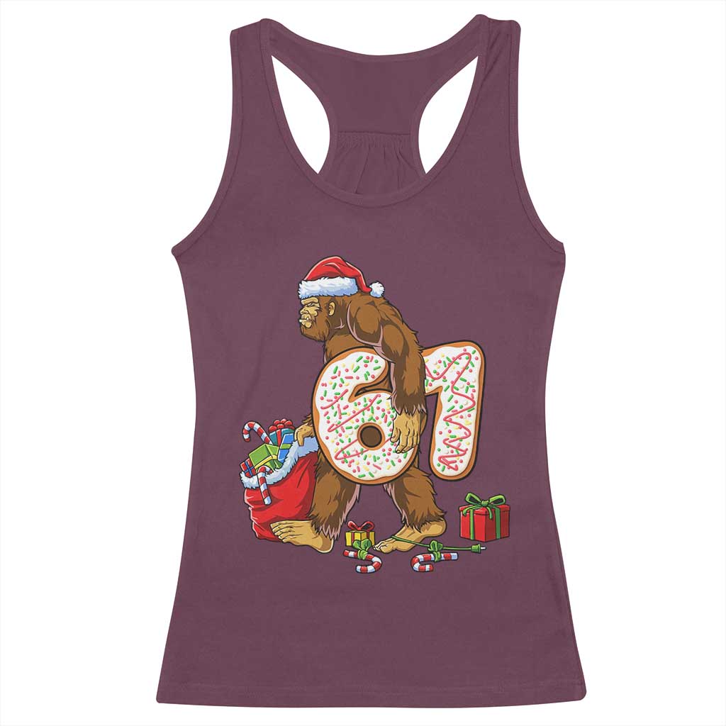 Christmas Bigfoot 67 Meme Racerback Tank Top Funny Six Seven Gen Alpha Slang Sasquatch - Wonder Print Shop