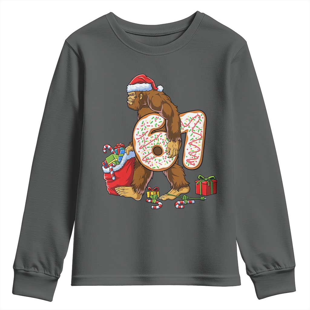 Christmas Bigfoot 67 Meme Youth Sweatshirt Funny Six Seven Gen Alpha Slang Sasquatch - Wonder Print Shop