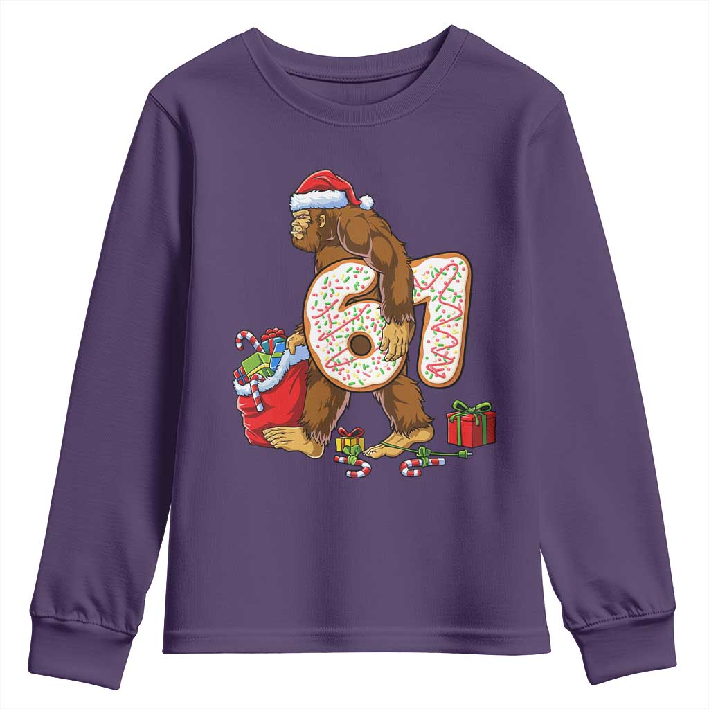 Christmas Bigfoot 67 Meme Youth Sweatshirt Funny Six Seven Gen Alpha Slang Sasquatch - Wonder Print Shop